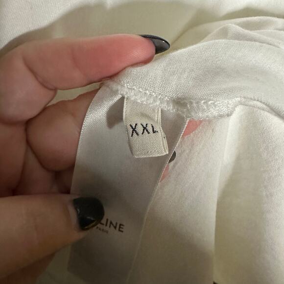 Celine Paris Small Logo White T-Shirt Men's Size XXL 100% Cotton - Picture 5 of 11